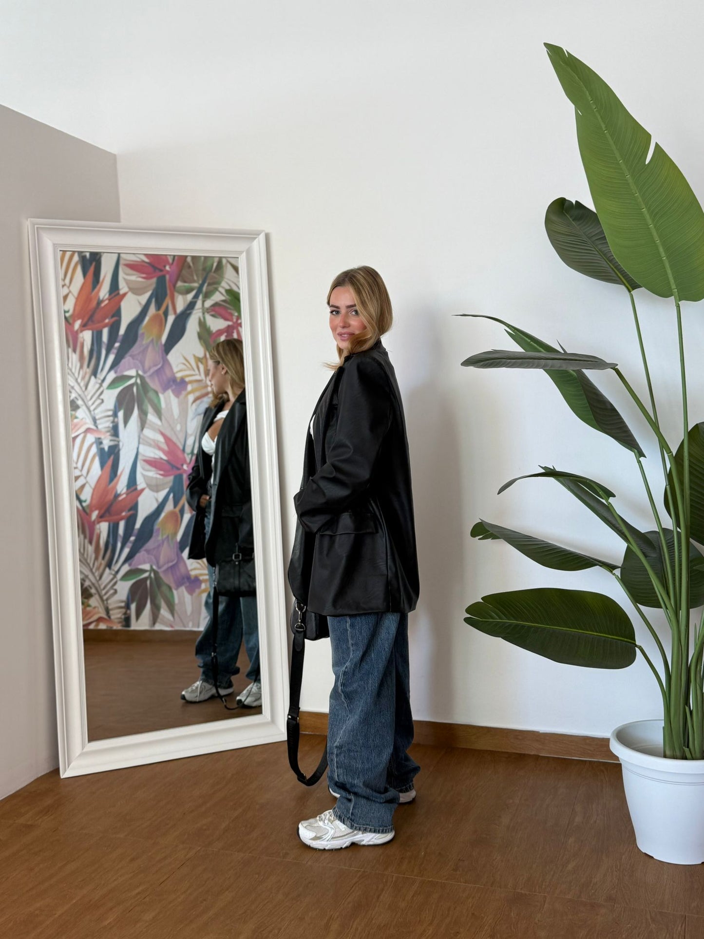 Giacca eco-pelle oversize